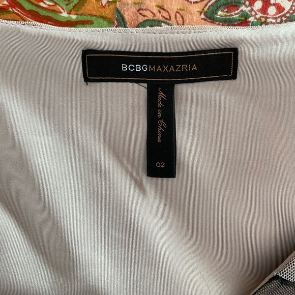 BCBGMAXAZRIA SIZE 2 NUDE BLACK MESH OVERLAY COCKTAIL DRESS RAW HEM HOLIDAY PARTY - Picture 6 of 6